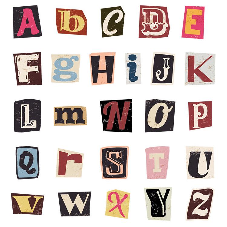 52pcs Retro Letter Sticker Pack | Retro Alphabet | Junk Journal Stickers | Planner Sticker Set | Scrapbooking Kids Craft Supplies