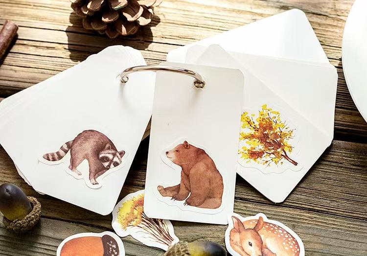 46pcs Cute Forest Autumn Animal Sticker Pack | Junk Journal Stickers | Essential for Planners, Bujo,Kids Scrapbooking and Craft Supplies
