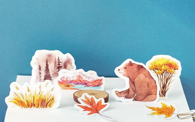 46pcs Cute Forest Autumn Animal Sticker Pack | Junk Journal Stickers | Essential for Planners, Bujo,Kids Scrapbooking and Craft Supplies