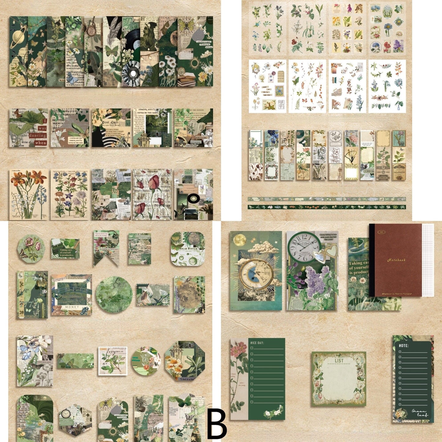 125pcs A6 Notebook Vintage Journal Material Sticker Gift Box | Collage Kit | Vintage Junk Journal Supplies