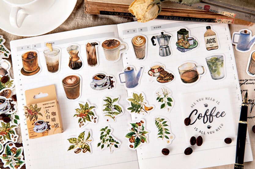 46pcs Coffee Sticker Pack / Stickers / Planner Stickers
