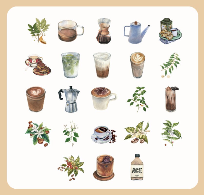 46pcs Coffee Sticker Pack / Stickers / Planner Stickers