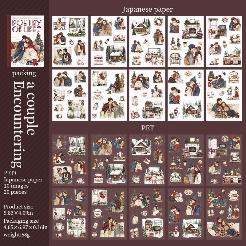 Poetic Life 20 Sheets Character Girl Life Aesthetic Sticker Book|Planner Junk Journal Decorative Stickers Scrapbooking Collage Supplies