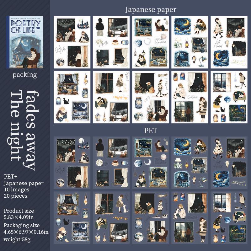 Poetic Life 20 Sheets Character Girl Life Aesthetic Sticker Book|Planner Junk Journal Decorative Stickers Scrapbooking Collage Supplies
