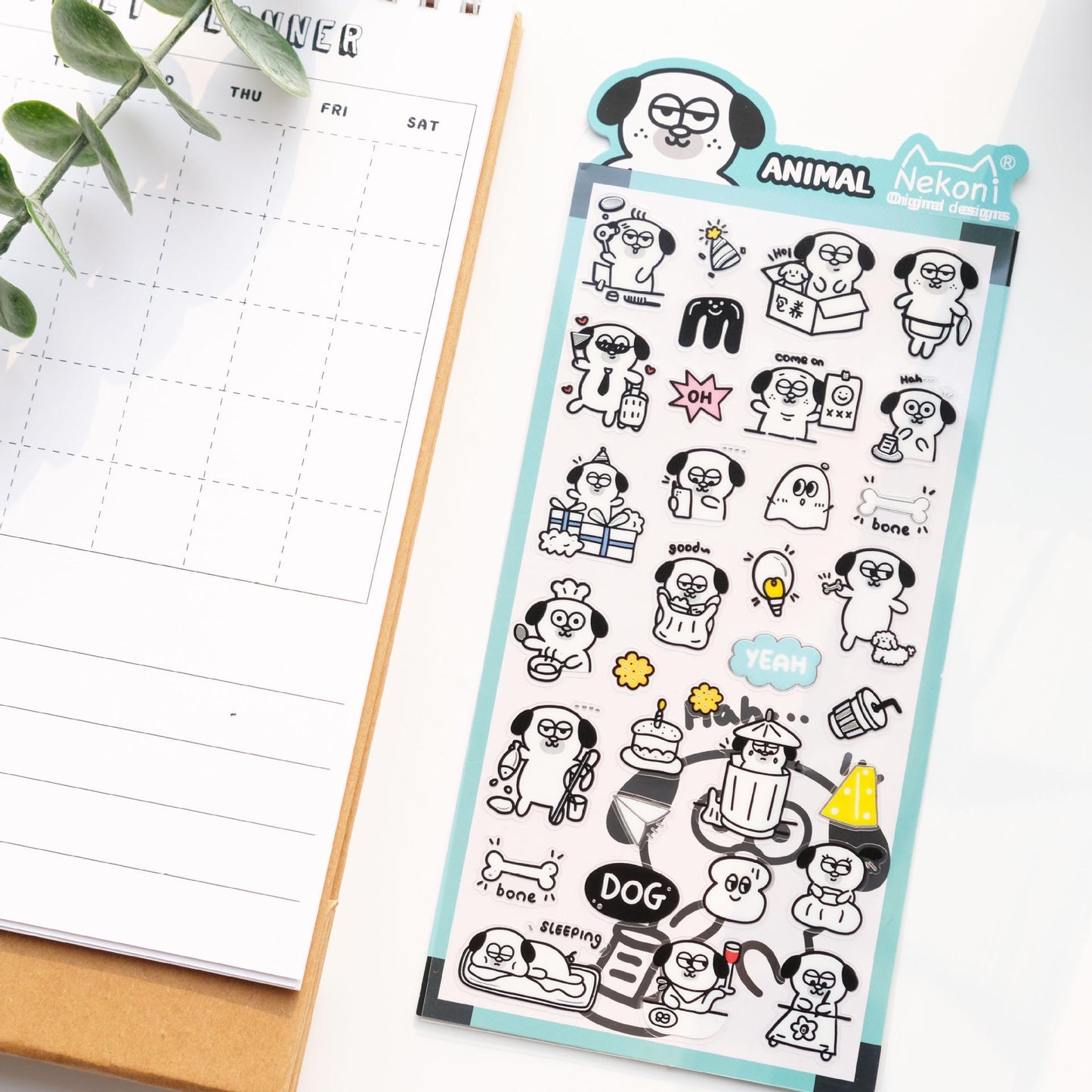 Nekoni Korean Cute Panda Dog Bear Sheep Stickers | Kawaii Animal Planner Stickers Junk Journal Scrapbooking Collage Supplies