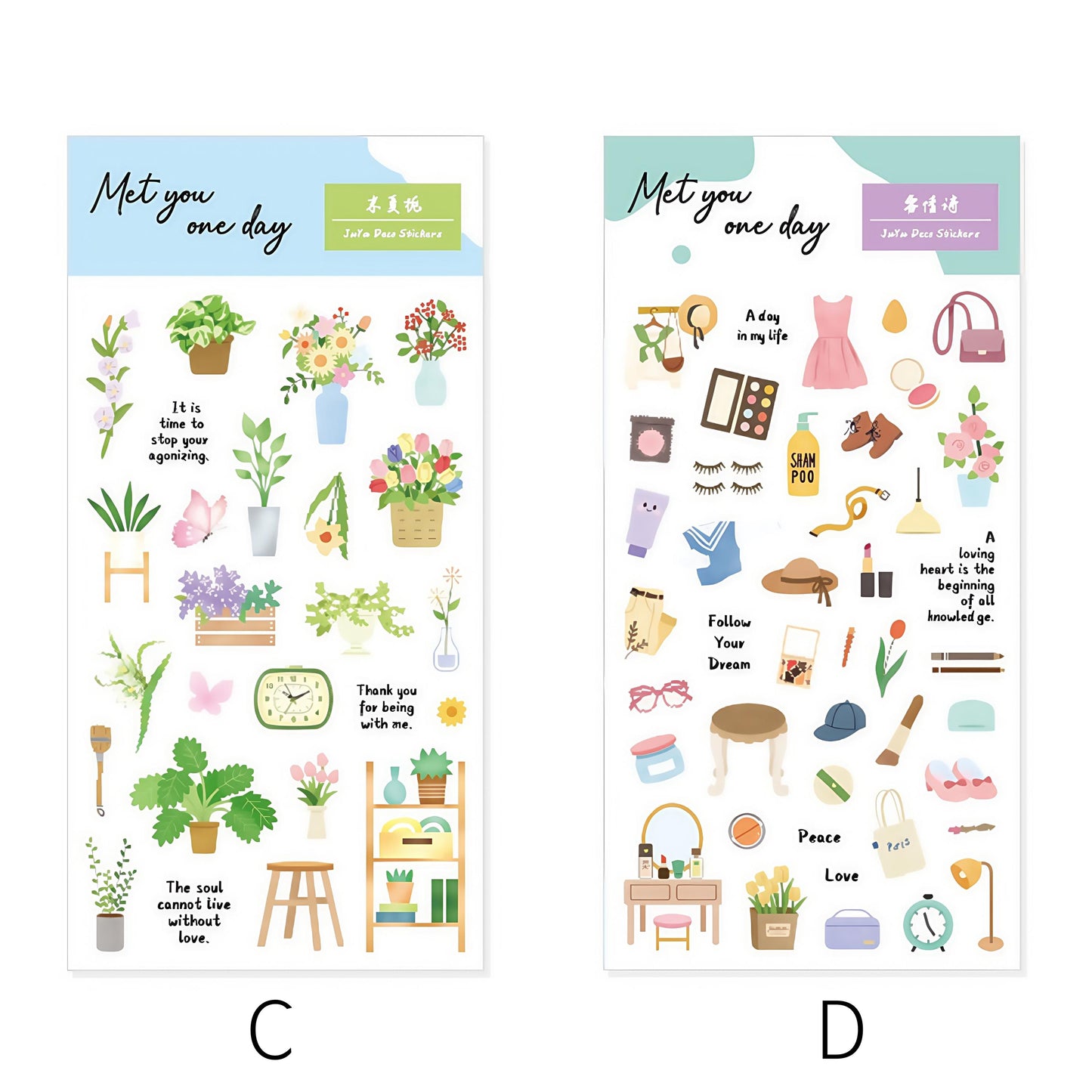 Cute Daily Life Aesthetics Stickers | Kawaii Planner Decorative Stickers | Food Coffee Plant Makeup Room | Journal Scrapbooking Supplies