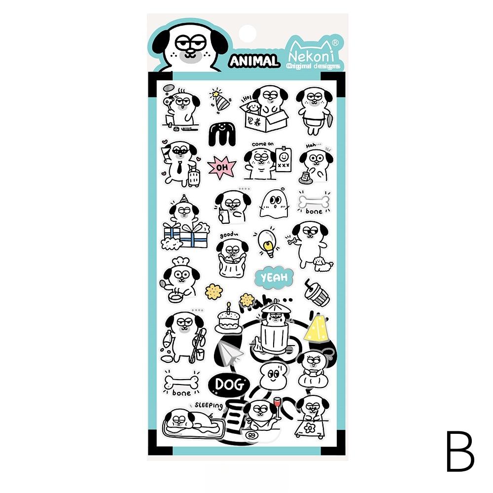 Nekoni Korean Cute Panda Dog Bear Sheep Stickers | Kawaii Animal Planner Stickers Junk Journal Scrapbooking Collage Supplies