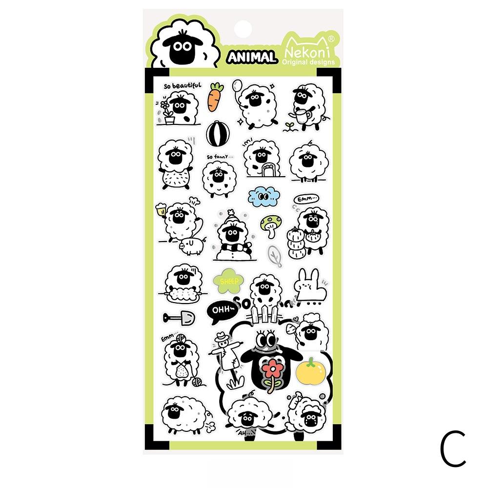 Nekoni Korean Cute Panda Dog Bear Sheep Stickers | Kawaii Animal Planner Stickers Junk Journal Scrapbooking Collage Supplies