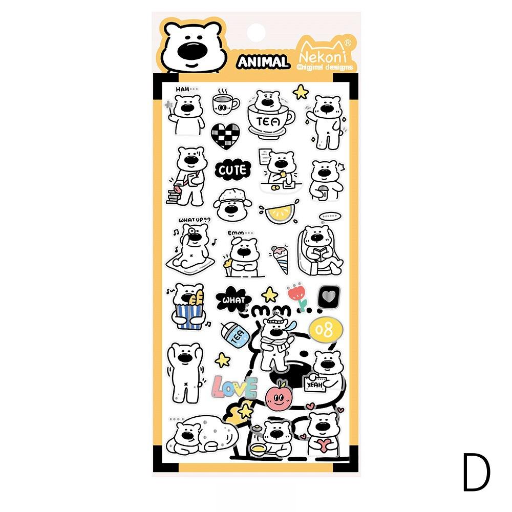 Nekoni Korean Cute Panda Dog Bear Sheep Stickers | Kawaii Animal Planner Stickers Junk Journal Scrapbooking Collage Supplies