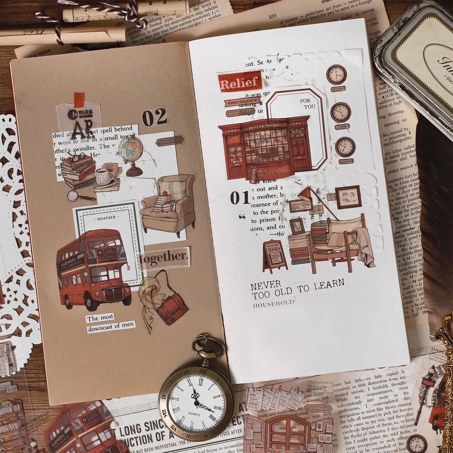 Life Aesthetics Retro Sticker Pack| Coffe Stickers | Planner Sticker Set | Junk Journal | Die Cut Deco Stickers | Scrapbooking Supplies
