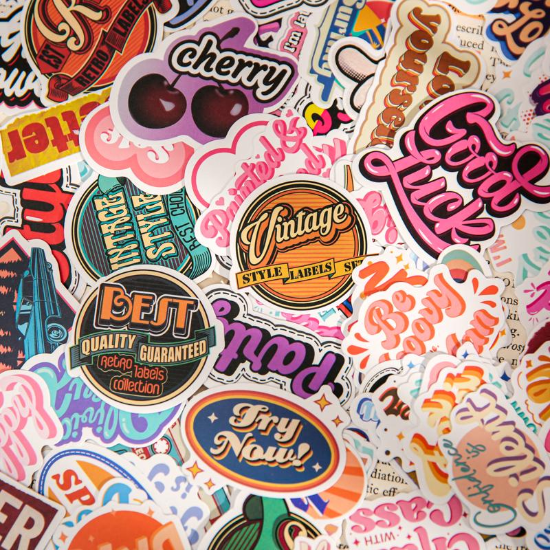 100pcs Retro Special Stickers | Decorative Sticker | English Words Sticker | Planner Sticker |Journal Scrapbooking Collage Crafting Supplies