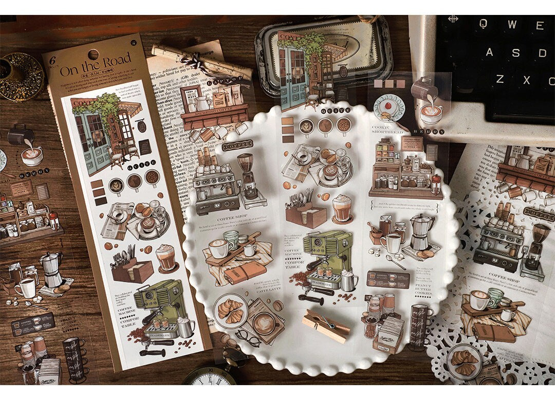 Life Aesthetics Retro Sticker Pack| Coffe Stickers | Planner Sticker Set | Junk Journal | Die Cut Deco Stickers | Scrapbooking Supplies
