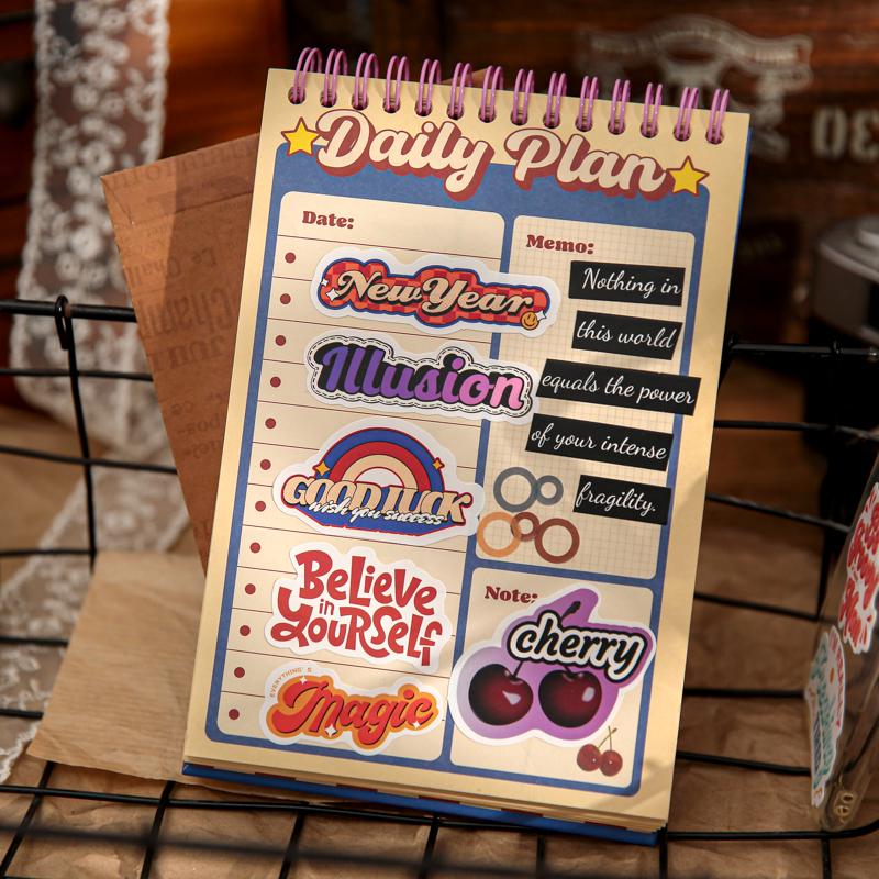 100pcs Retro Special Stickers | Decorative Sticker | English Words Sticker | Planner Sticker |Journal Scrapbooking Collage Crafting Supplies