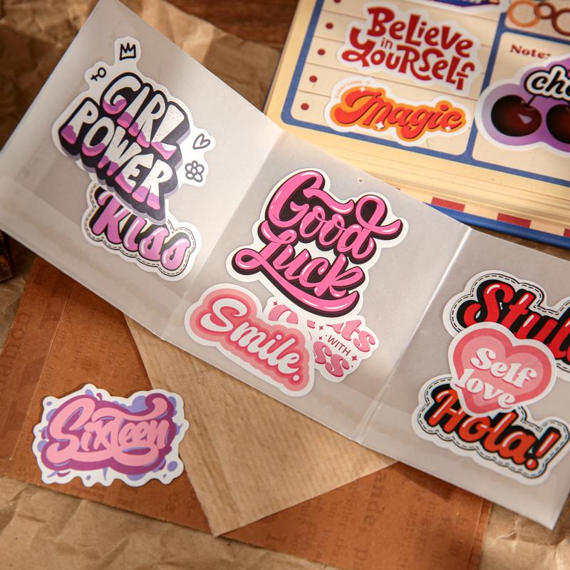 100pcs Retro Special Stickers | Decorative Sticker | English Words Sticker | Planner Sticker |Journal Scrapbooking Collage Crafting Supplies