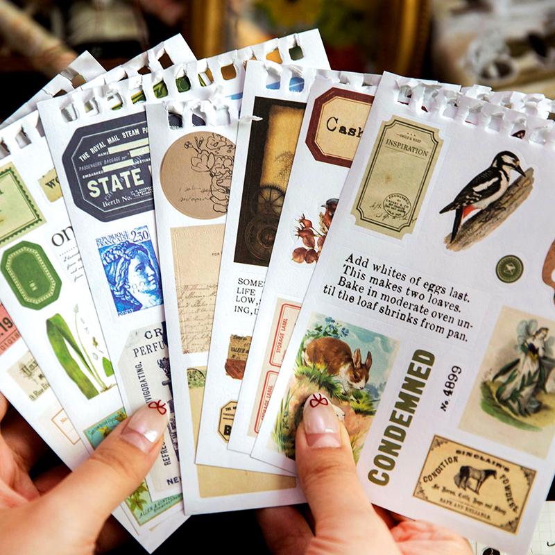 50 Sheets Vintage Sticker Book | Retro Stickers | Planner Junk Journal Bullet Journal Starter Collage Planner Supplies Accessories