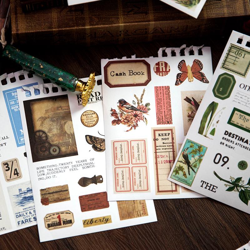 50 Sheets Vintage Sticker Book | Retro Stickers | Planner Junk Journal Bullet Journal Starter Collage Planner Supplies Accessories