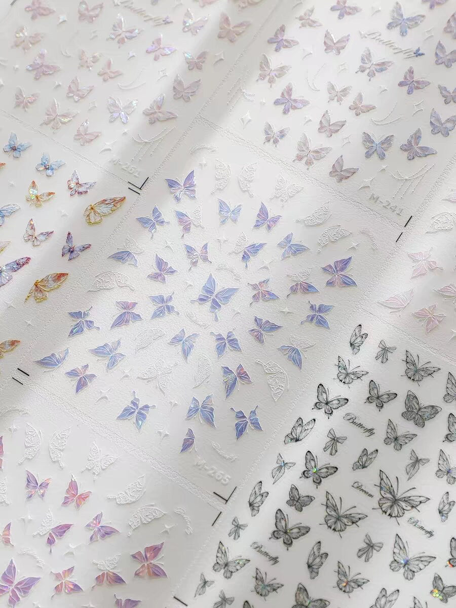 Dreamy Butterfly Sticker Sheet | Cup Phone Case Earphone Case Decoration Stickers | Planner Journal Scrapbooking Kids Craft Supplies