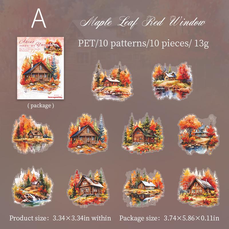 Beautiful Autumn Landscape Sticker Pack | Kawaii PET Stickers for Junk Journal Scrapbooking DIY Album Planner Supplies