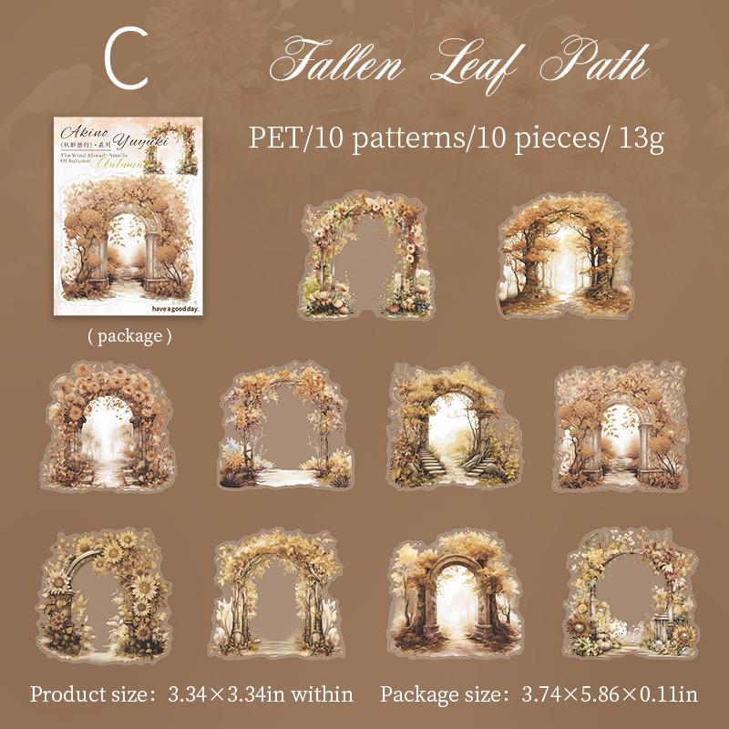 Beautiful Autumn Landscape Sticker Pack | Kawaii PET Stickers for Junk Journal Scrapbooking DIY Album Planner Supplies