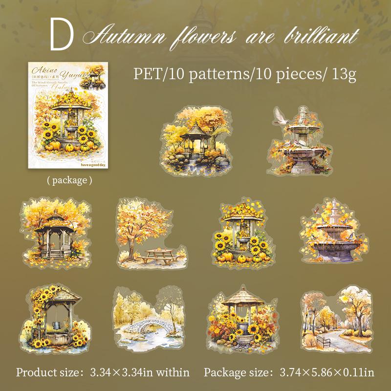 Beautiful Autumn Landscape Sticker Pack | Kawaii PET Stickers for Junk Journal Scrapbooking DIY Album Planner Supplies