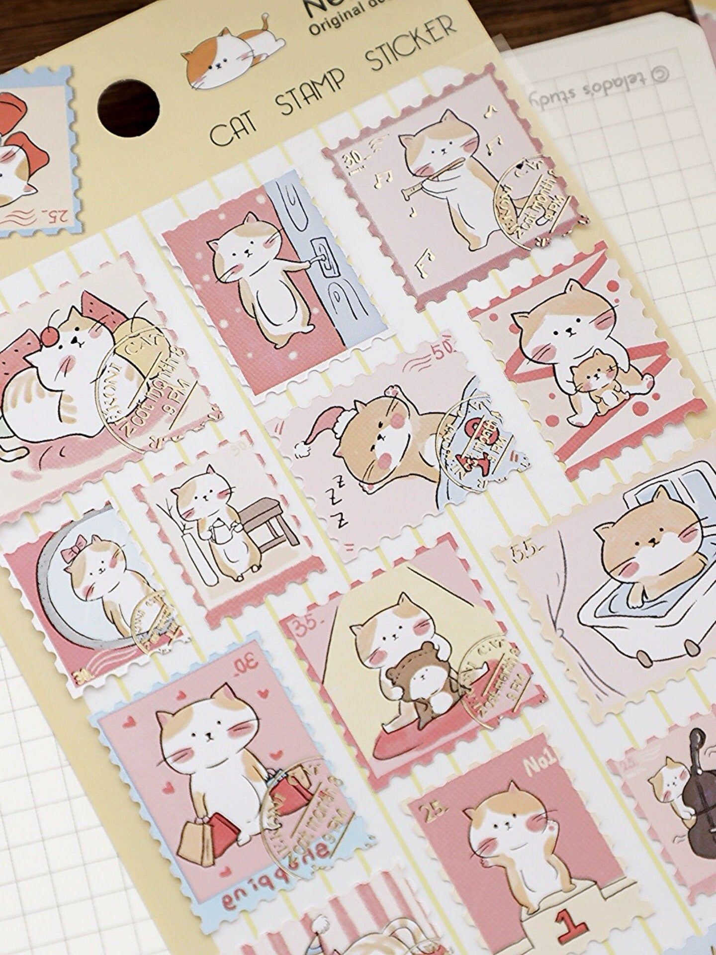 Nekoni Korean Cute Cat Dog Panda Stamp Stickers | Kawaii Animal Planner Stickers | Junk Journal Scrapbooking Collage Supplies