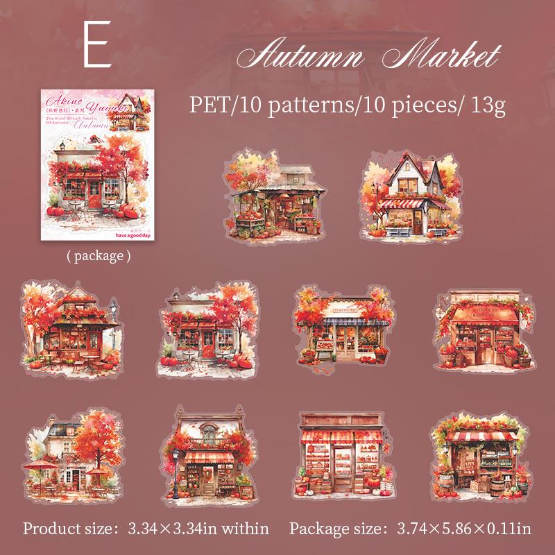 Beautiful Autumn Landscape Sticker Pack | Kawaii PET Stickers for Junk Journal Scrapbooking DIY Album Planner Supplies