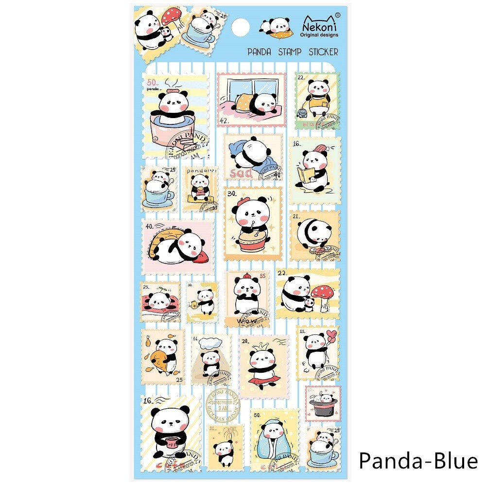 Nekoni Korean Cute Cat Dog Panda Stamp Stickers | Kawaii Animal Planner Stickers | Junk Journal Scrapbooking Collage Supplies