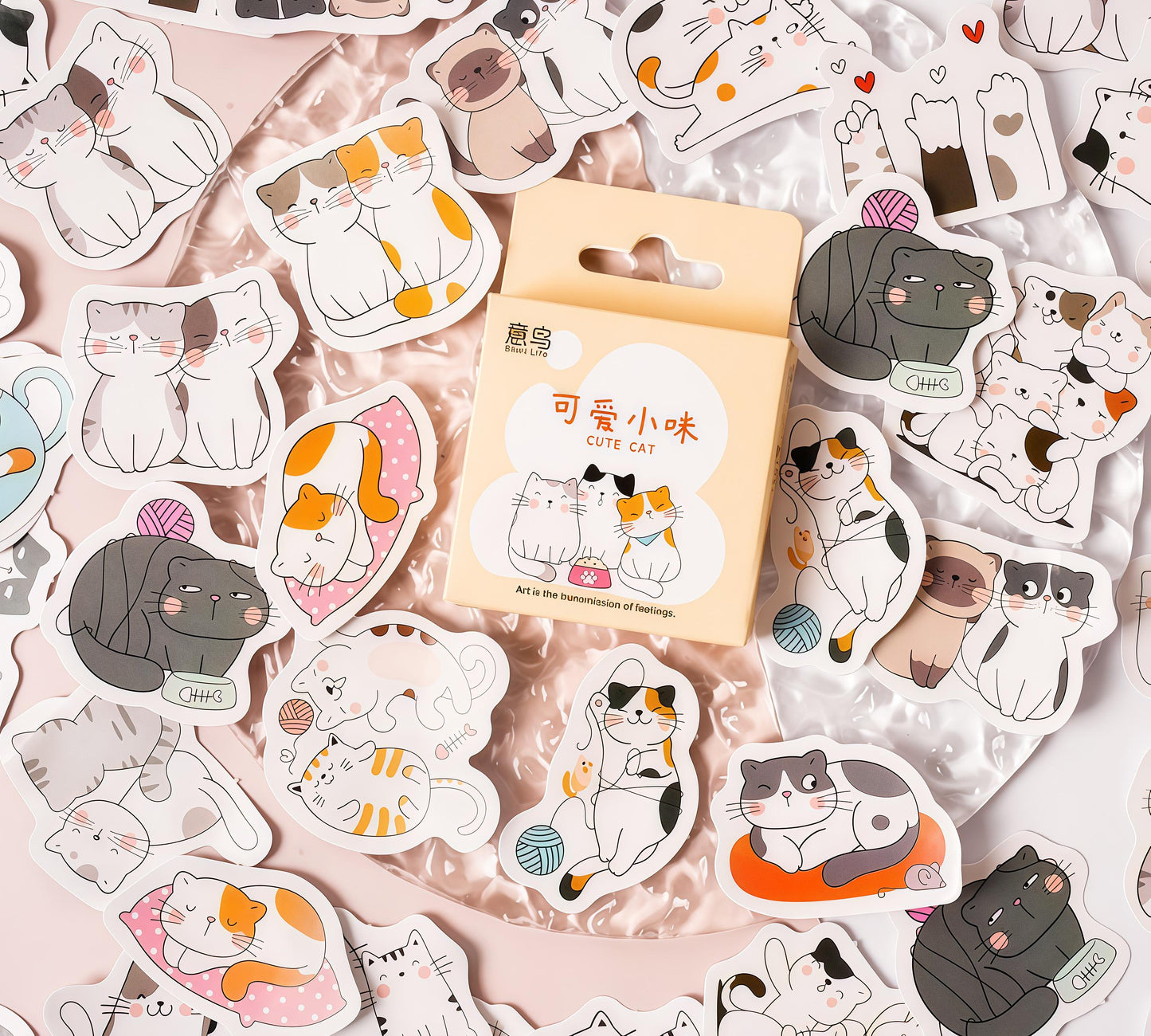 46pcs Cute Cat Sticker Pack | Junk Journal Stickers | Planner Sticker Set | Scrapbooking Kids Craft Supplies
