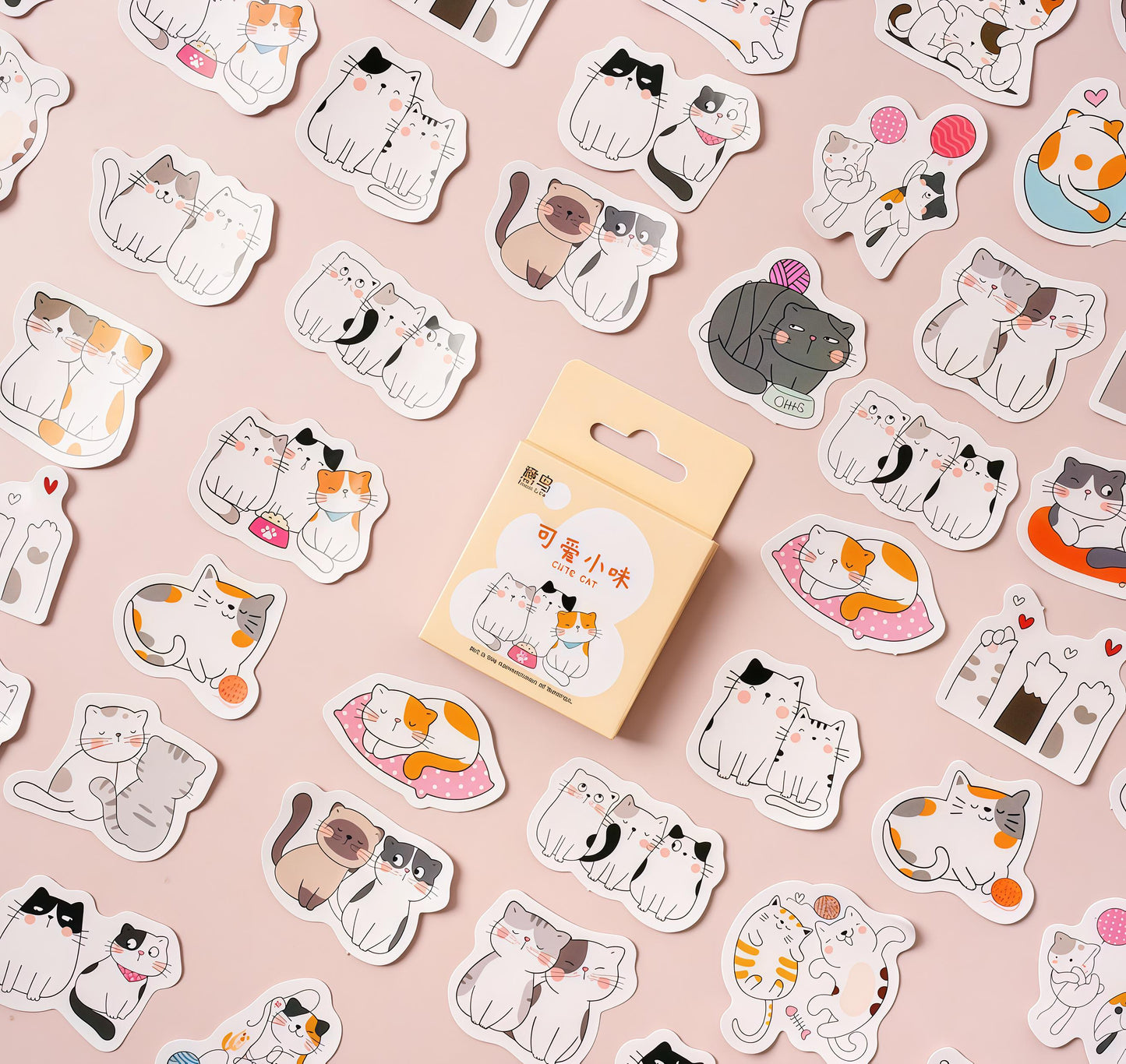 46pcs Cute Cat Sticker Pack | Junk Journal Stickers | Planner Sticker Set | Scrapbooking Kids Craft Supplies