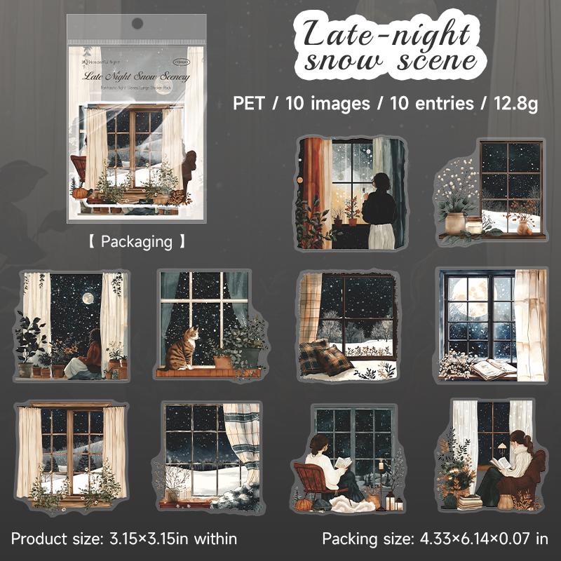 Fantastic Night View Large PET Sticker Pack | Decorative Planner Stickers | Scrapbooking Collage Junk Journal Album Sticker Supplies