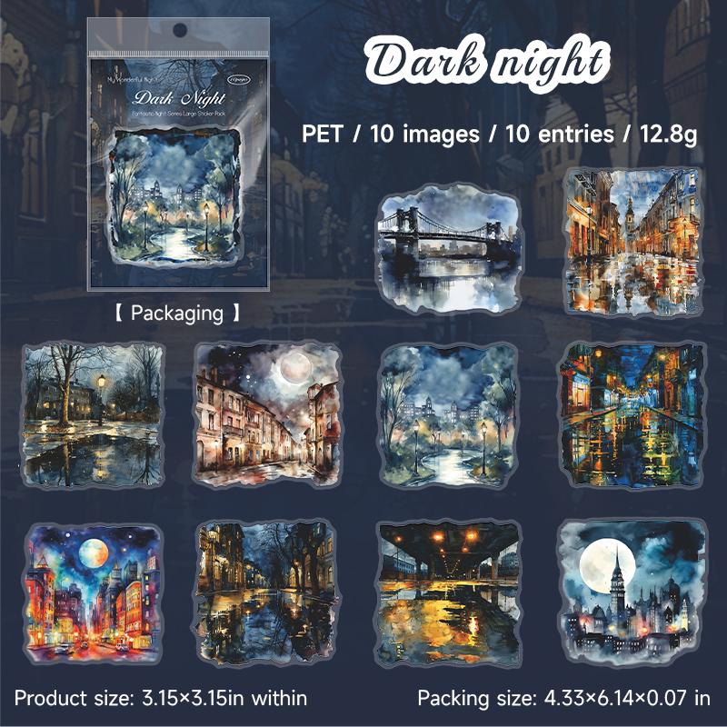 Fantastic Night View Large PET Sticker Pack | Decorative Planner Stickers | Scrapbooking Collage Junk Journal Album Sticker Supplies