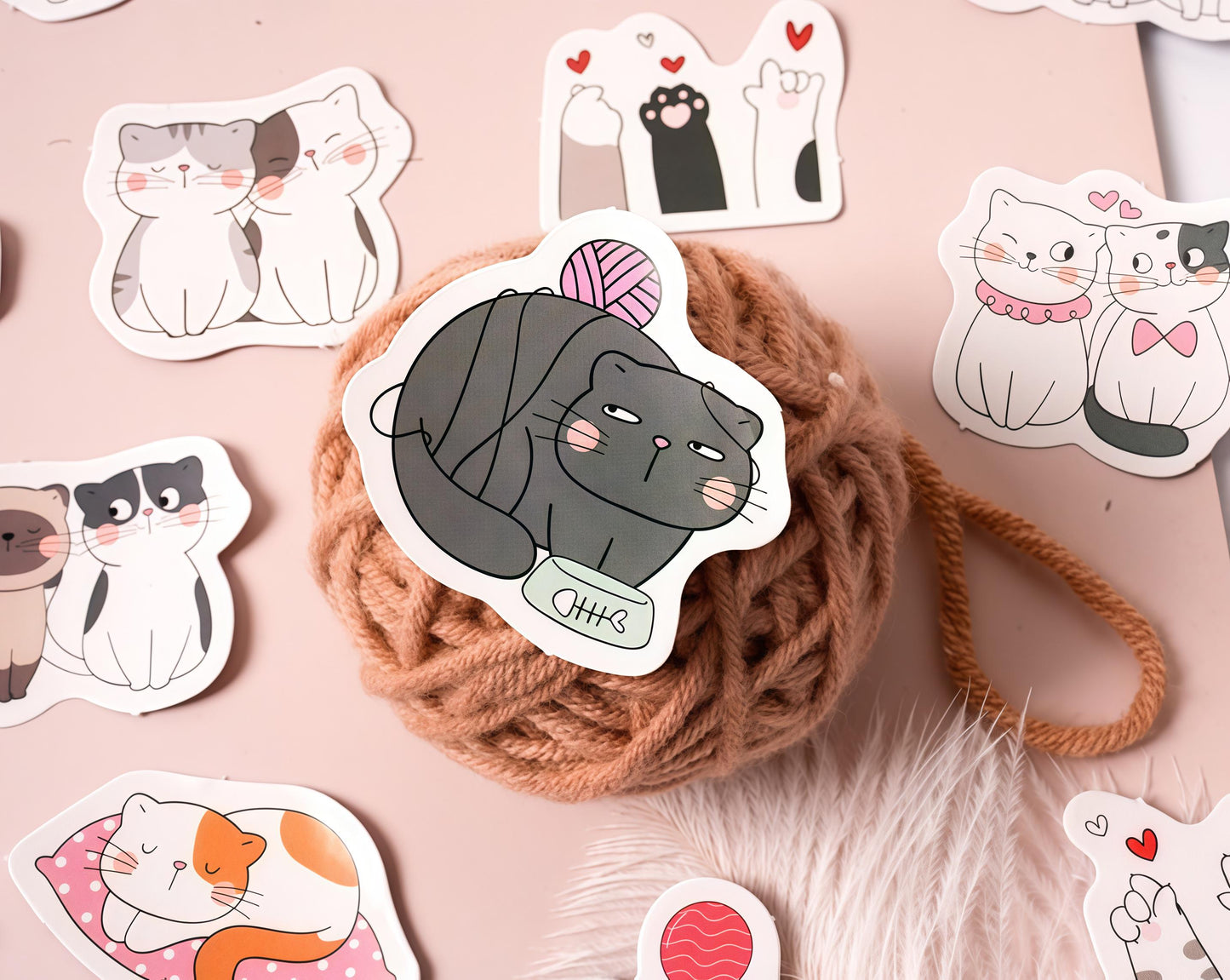 46pcs Cute Cat Sticker Pack | Junk Journal Stickers | Planner Sticker Set | Scrapbooking Kids Craft Supplies