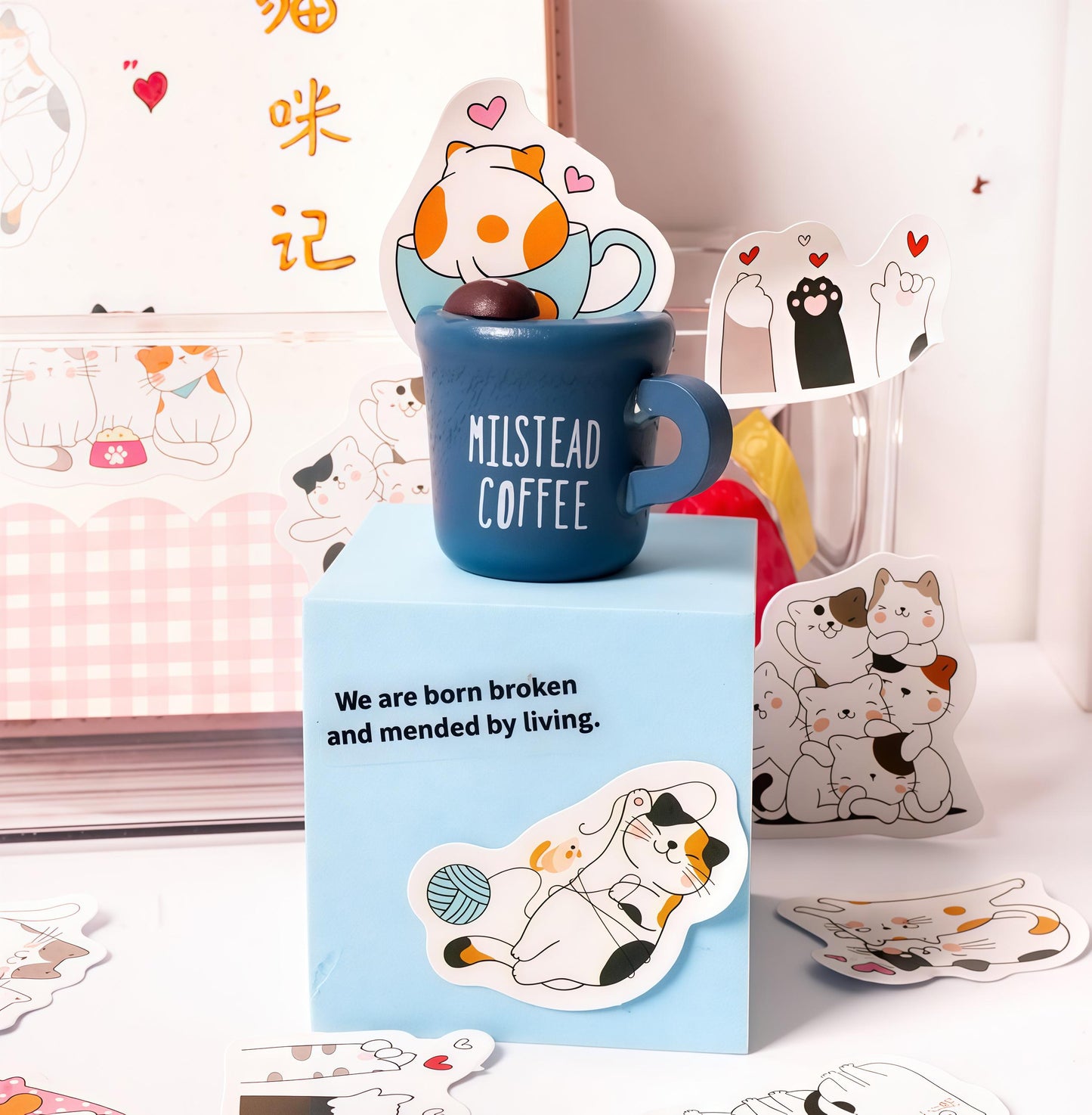 46pcs Cute Cat Sticker Pack | Junk Journal Stickers | Planner Sticker Set | Scrapbooking Kids Craft Supplies
