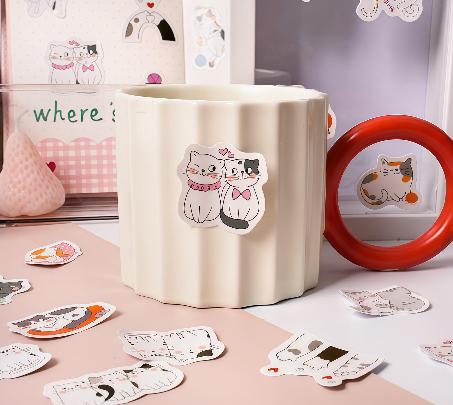 46pcs Cute Cat Sticker Pack | Junk Journal Stickers | Planner Sticker Set | Scrapbooking Kids Craft Supplies