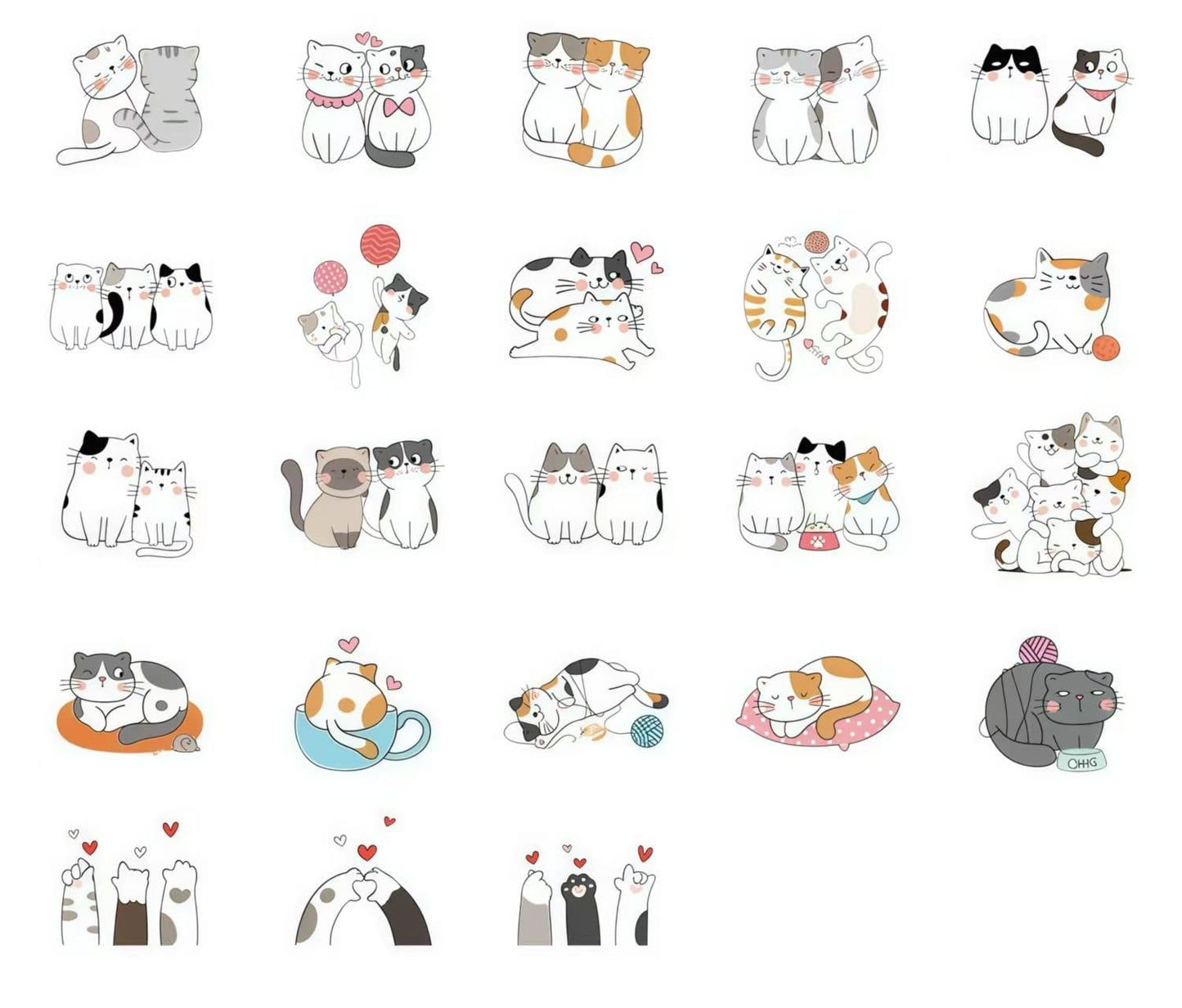 46pcs Cute Cat Sticker Pack | Junk Journal Stickers | Planner Sticker Set | Scrapbooking Kids Craft Supplies