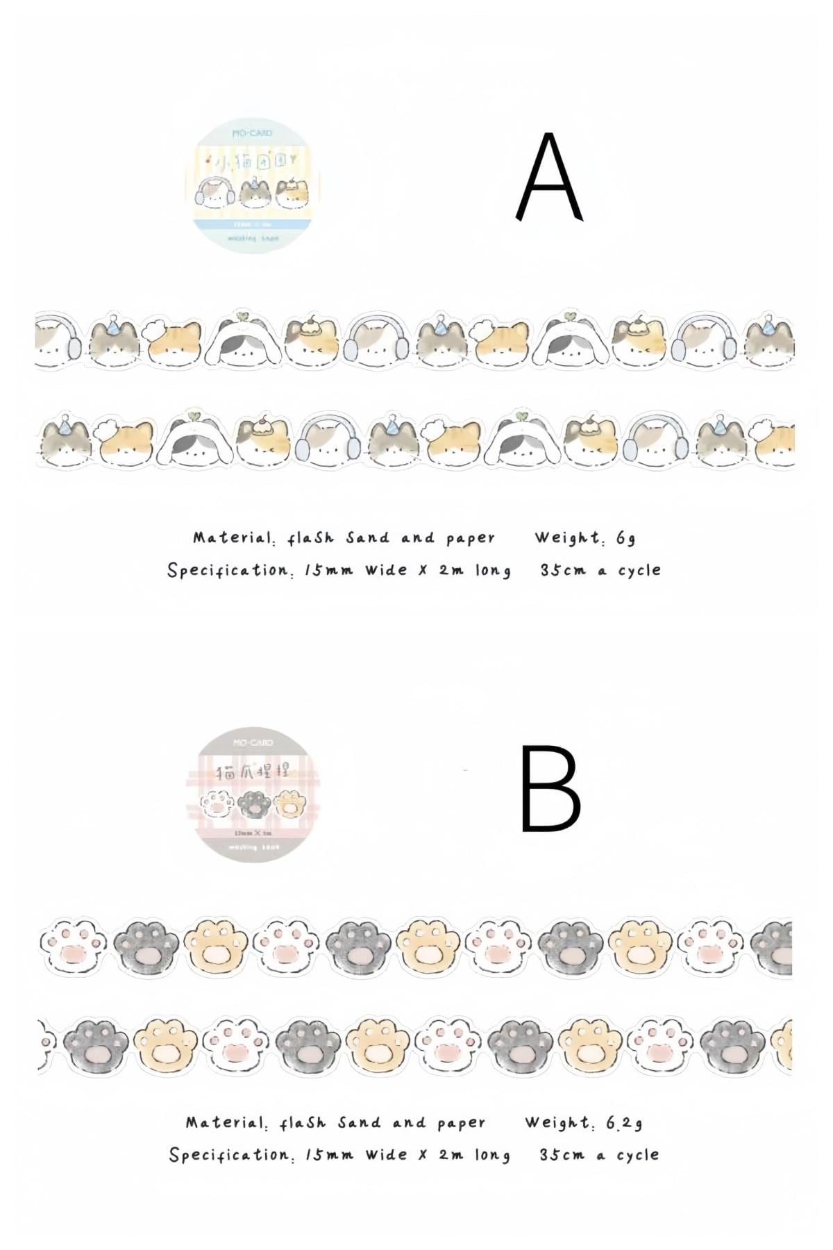 Kawaii Cat Shaped Washi Tape | Cute Kitten Decorative Tape | DIY Journal Planner Collage Scrapbooking Supplies | Kids Craft