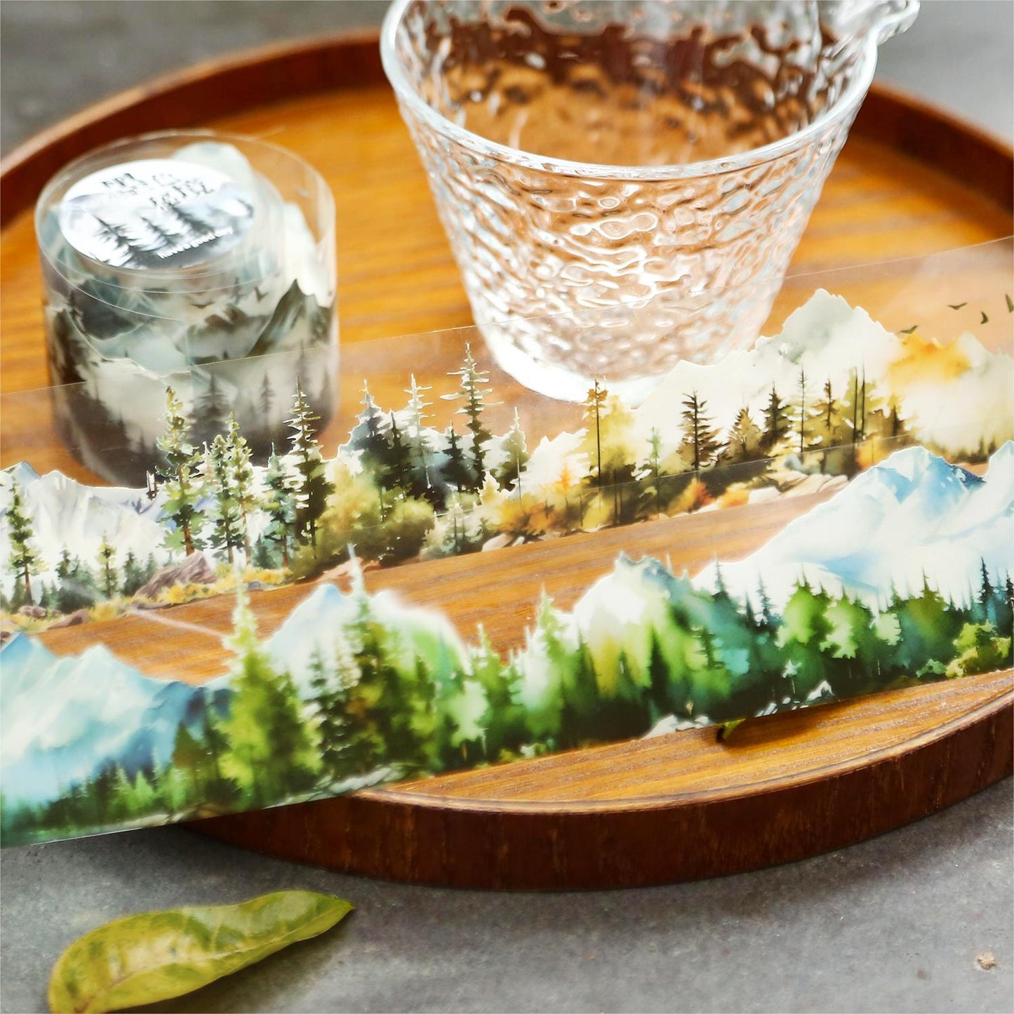 Forest Mountain Tree Landscape Tape | Nature Healing PET Tape Roll | Travel Tape | Decorative Tapes | Junk Journal Collage Supplies