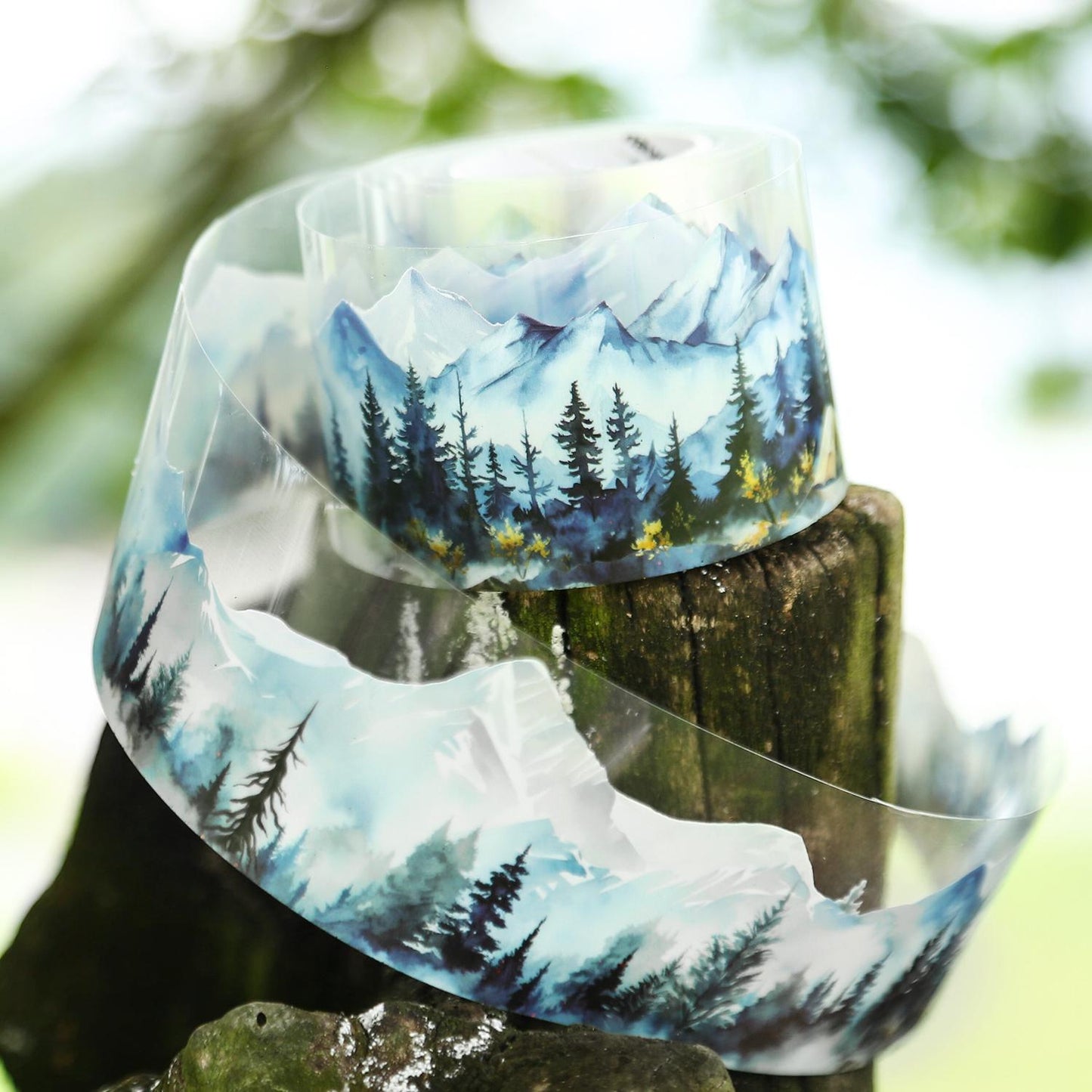 Forest Mountain Tree Landscape Tape | Nature Healing PET Tape Roll | Travel Tape | Decorative Tapes | Junk Journal Collage Supplies
