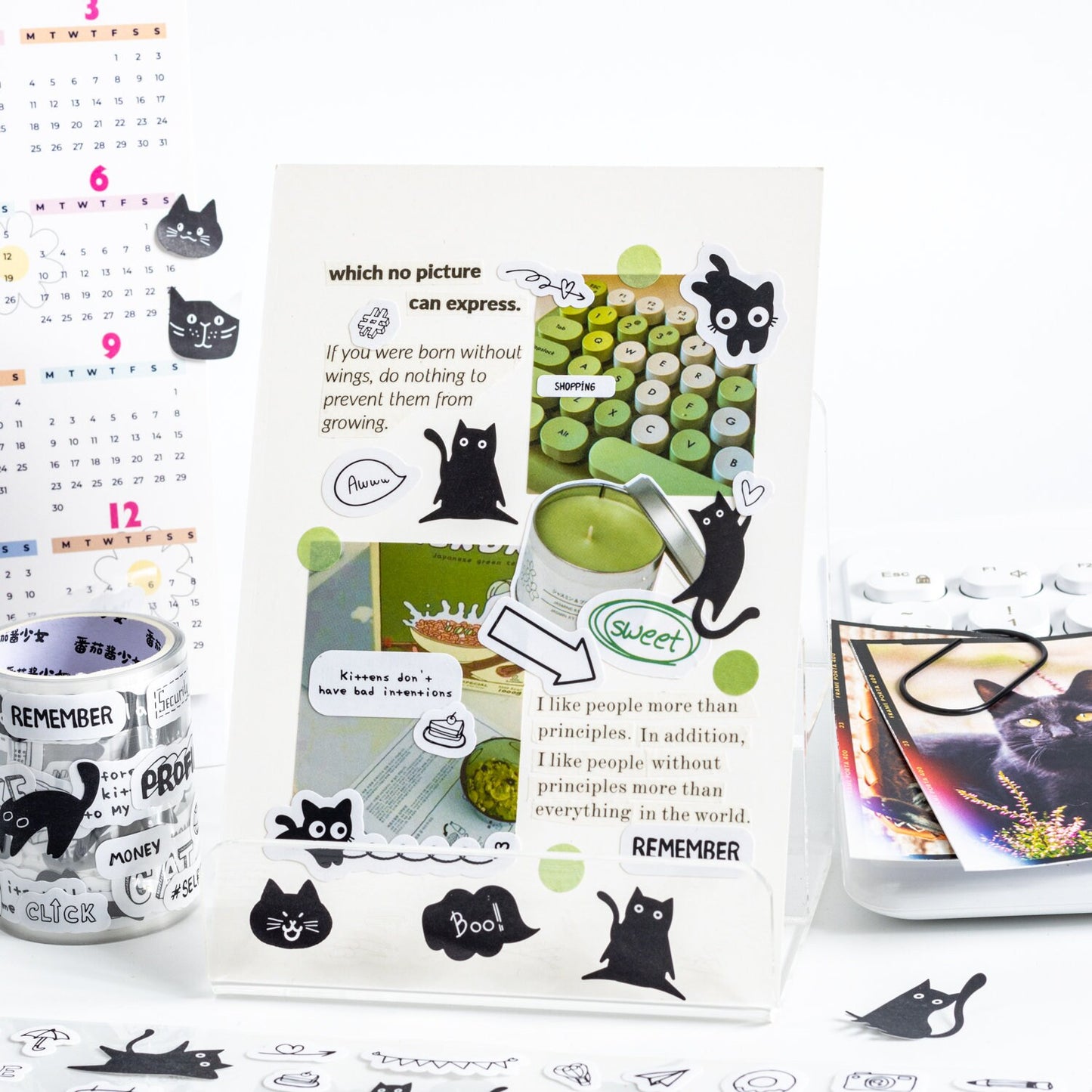 Kawaii Black Cat Tape | Cat Lover Decorative Tape Stickers | Creative DIY Journal Planner School Stationery
