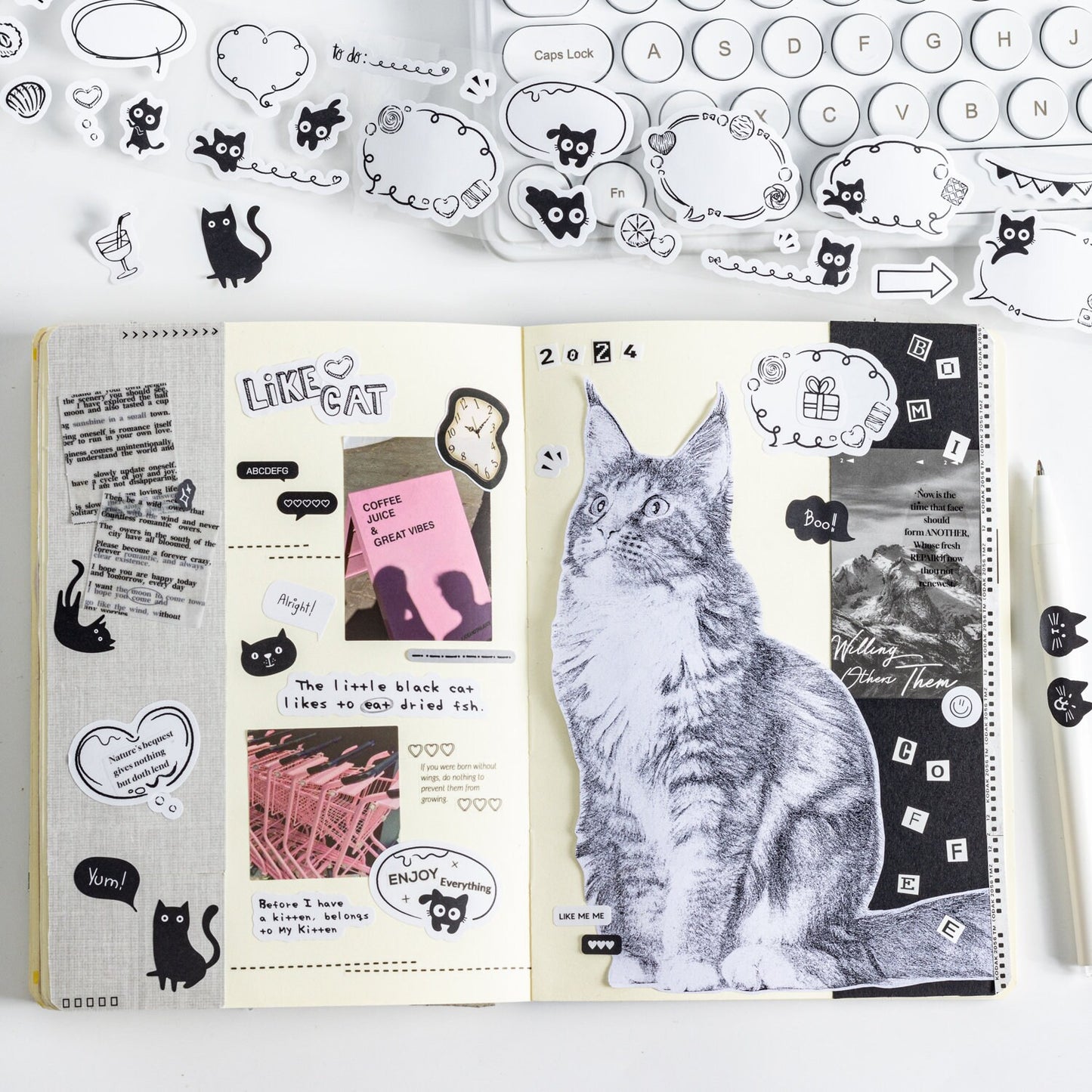 Kawaii Black Cat Tape | Cat Lover Decorative Tape Stickers | Creative DIY Journal Planner School Stationery