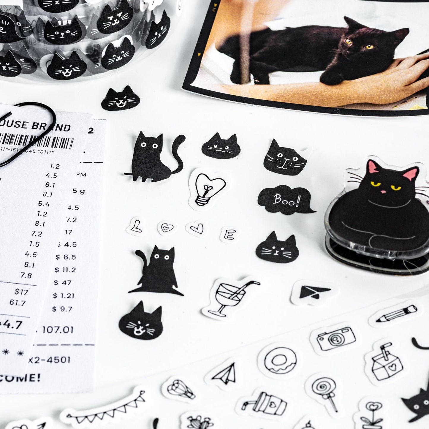 Kawaii Black Cat Tape | Cat Lover Decorative Tape Stickers | Creative DIY Journal Planner School Stationery