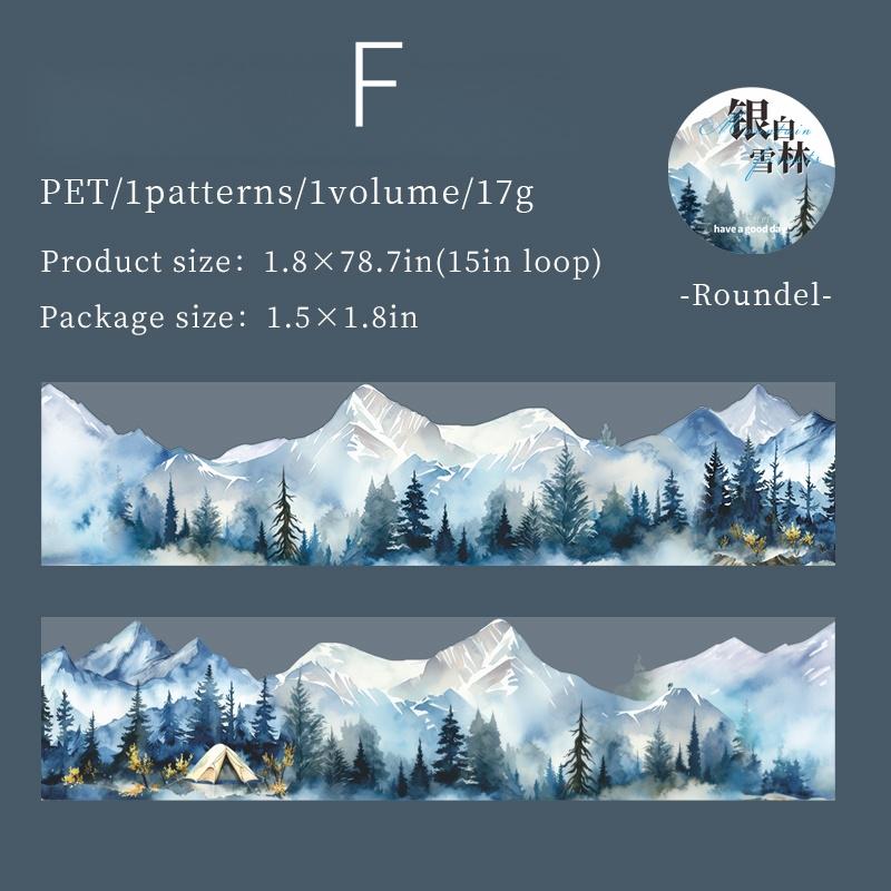 Forest Mountain Tree Landscape Tape | Nature Healing PET Tape Roll | Travel Tape | Decorative Tapes | Junk Journal Collage Supplies
