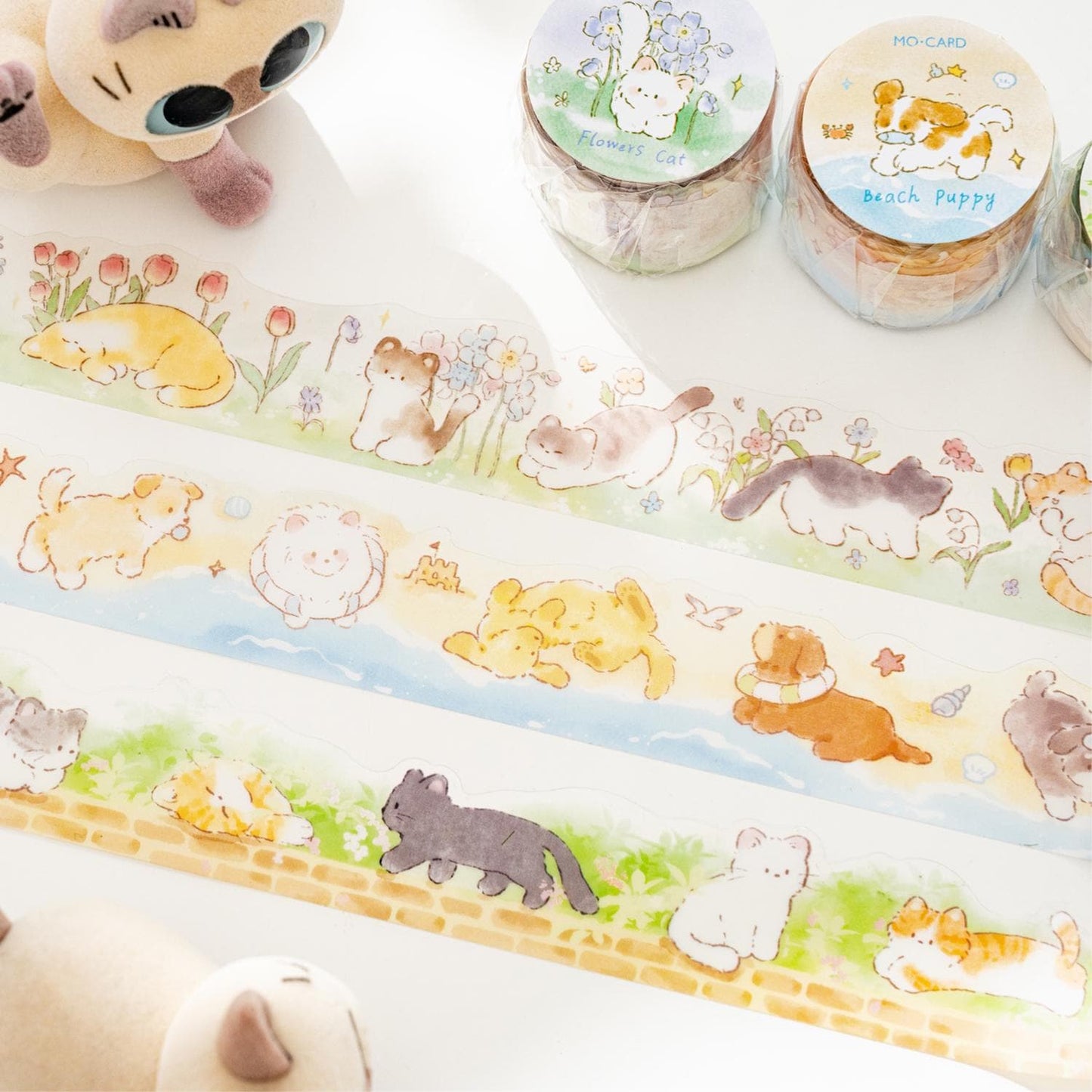 Kawaii Animal PET Tape | Cute Kitten Dog Rabbit Decorative Tape | DIY Journal Planner Collage Scrapbooking Supplies | Kids Craft