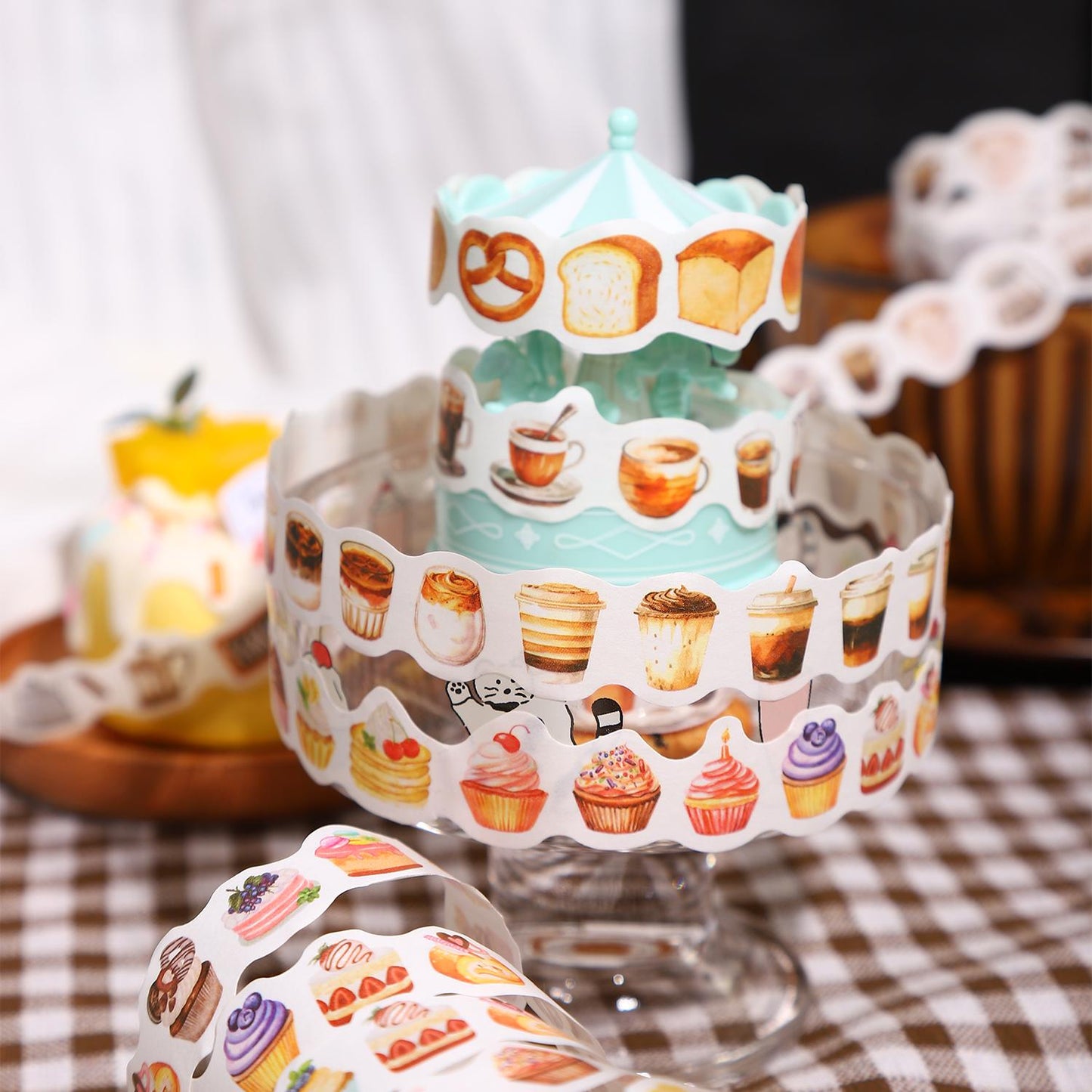 Mini Coffee Bread Drink Dessert Shaped Washi Tape |Cute Food Decorative Tape | DIY Journal Planner Collage Scrapbooking Supplies | Kid Craft