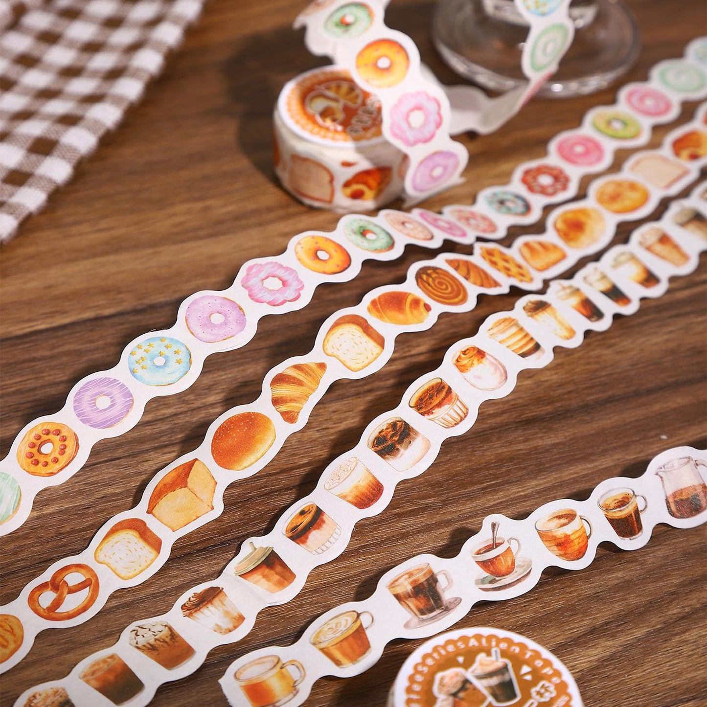Mini Coffee Bread Drink Dessert Shaped Washi Tape |Cute Food Decorative Tape | DIY Journal Planner Collage Scrapbooking Supplies | Kid Craft