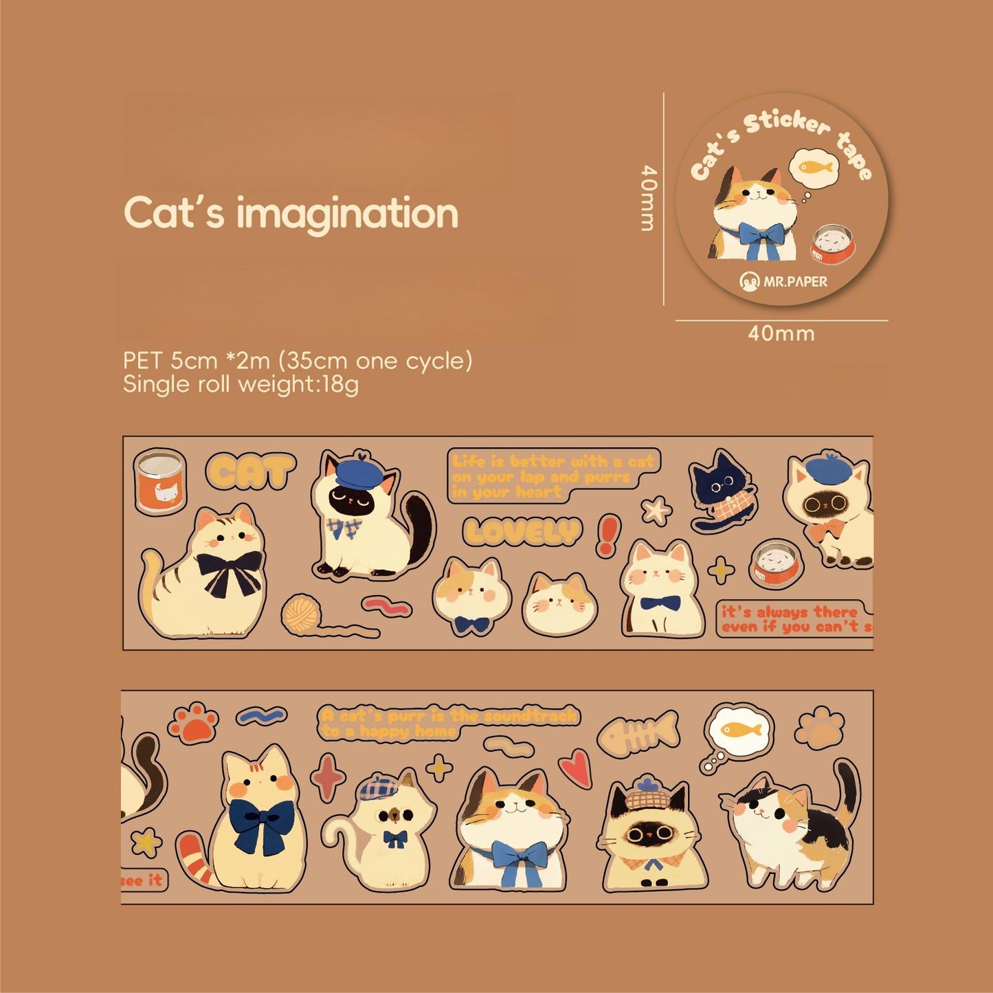 Kawaii Cat and Dog Diary Series Die Cut Tapes | Cute Puppy Kitten Decorative Tape | Kids Craft Supplies | Essential for Planners Bujo