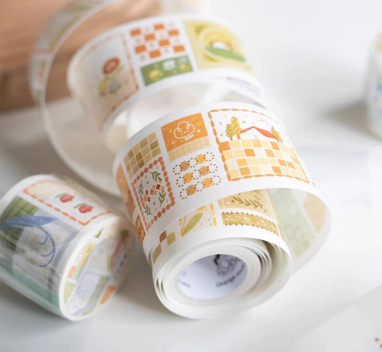 Patchwork Flower Washi Tape | Illustrated Masking Tape | Planner Journal Deco Stickers | Kids Craft Scrapbooking Supplies | Gift for Her