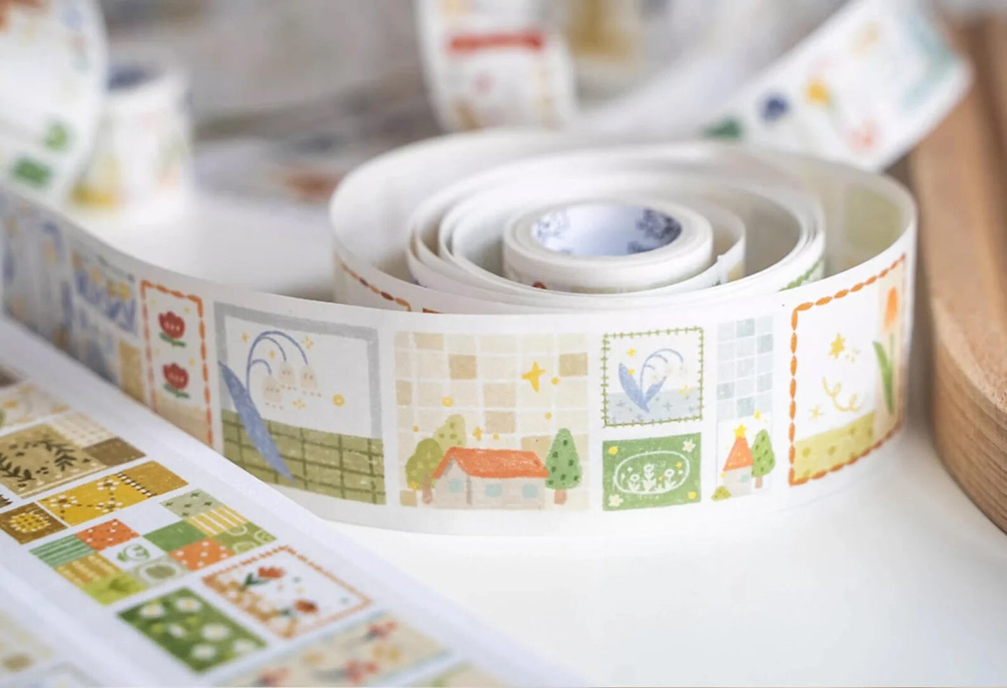 Patchwork Flower Washi Tape | Illustrated Masking Tape | Planner Journal Deco Stickers | Kids Craft Scrapbooking Supplies | Gift for Her
