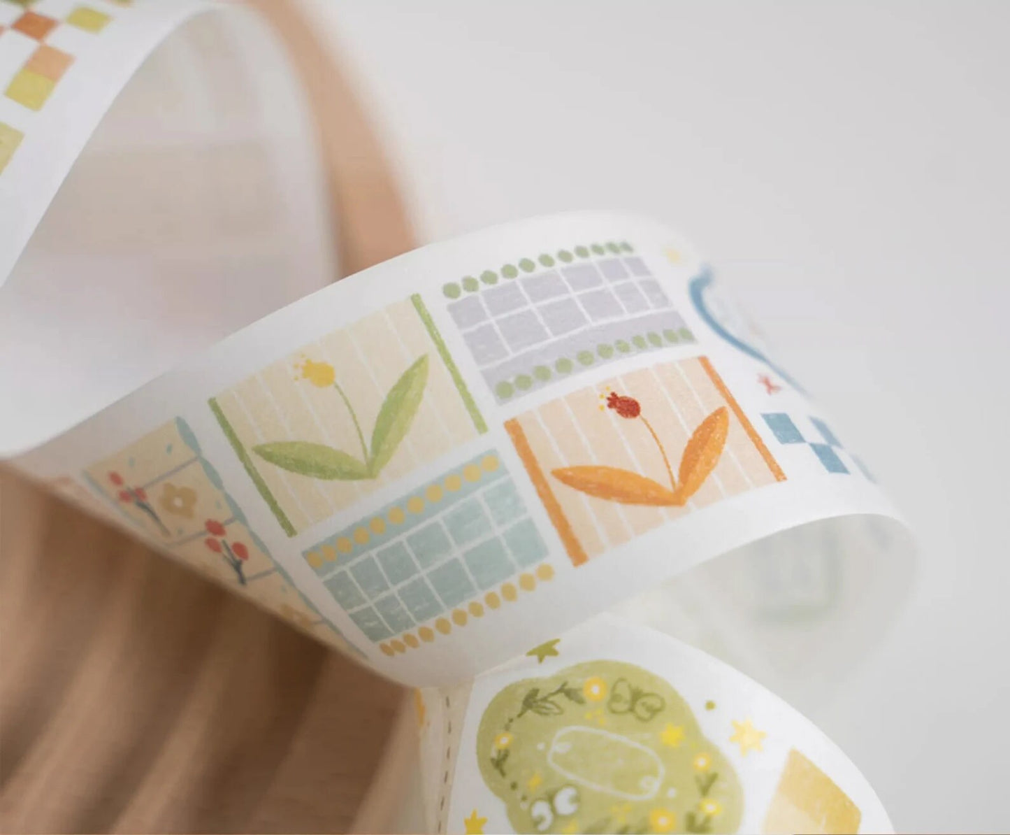 Patchwork Flower Washi Tape | Illustrated Masking Tape | Planner Journal Deco Stickers | Kids Craft Scrapbooking Supplies | Gift for Her