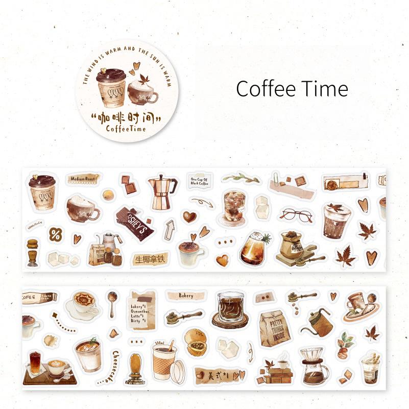 Cute Coffee Bread Drink Dessert Camping Reading Mini Sticker | Coffee Lover Decorative PET Tape | Journal Scrapbooking Collage Supplies